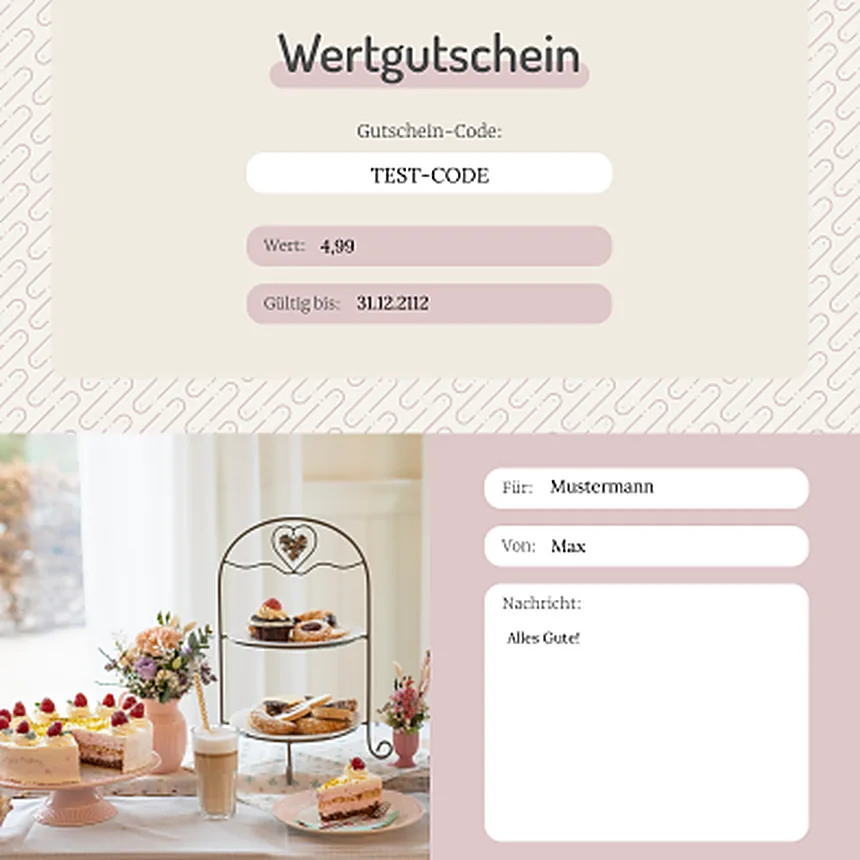 Gutschein für Café & Onlineshop