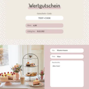 Gutschein für Café & Onlineshop